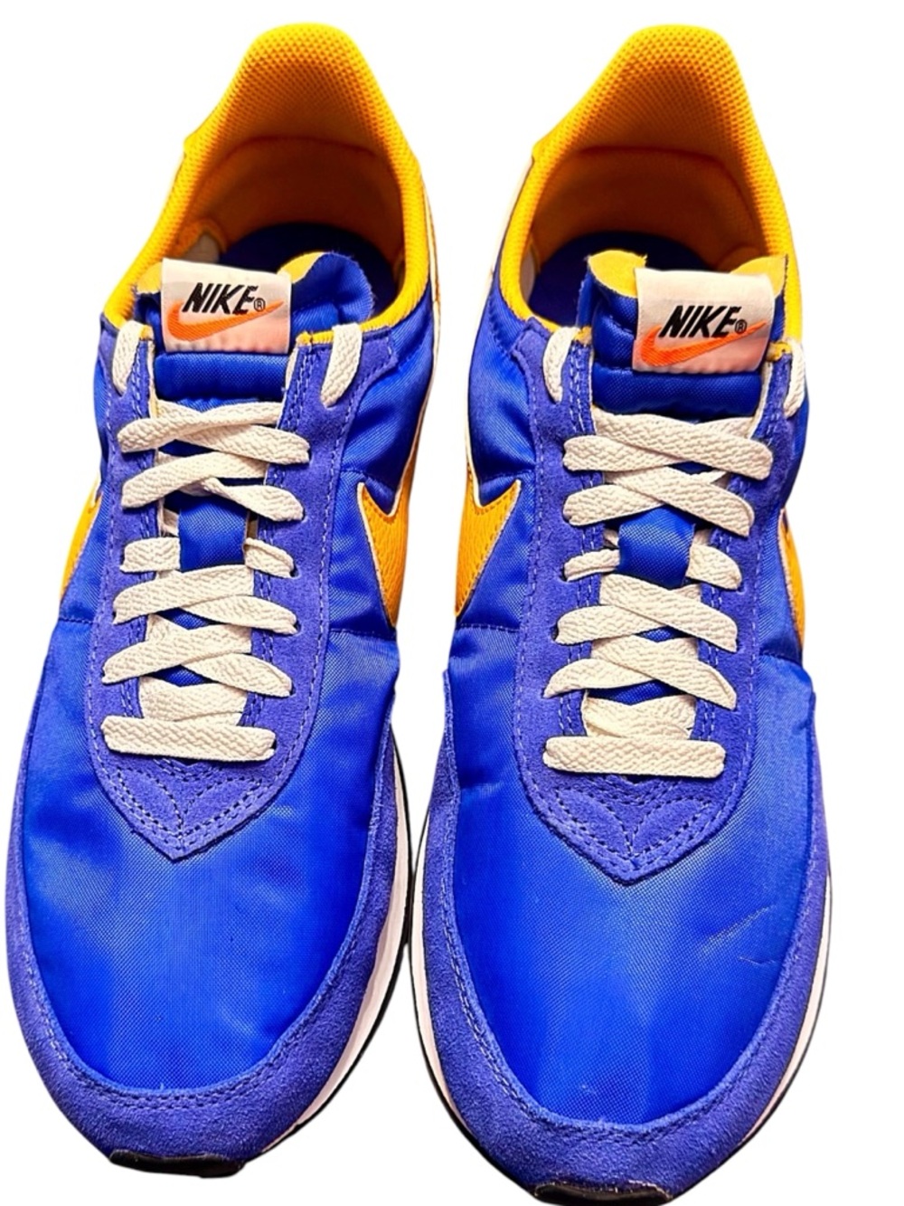 Nike Men’s Blue and Yellow Retro Runner Sneakers - Size 12.5 - Picture 2 of 3